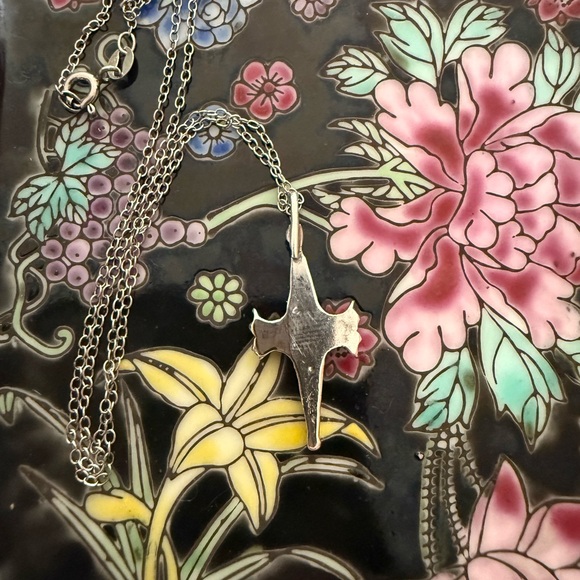 925 Turquoise Cross Pendant Necklace - Picture 3 of 4